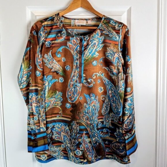 Belle by Kim Gravel Abstract Print LS Tunic Top - Picture 1 of 5